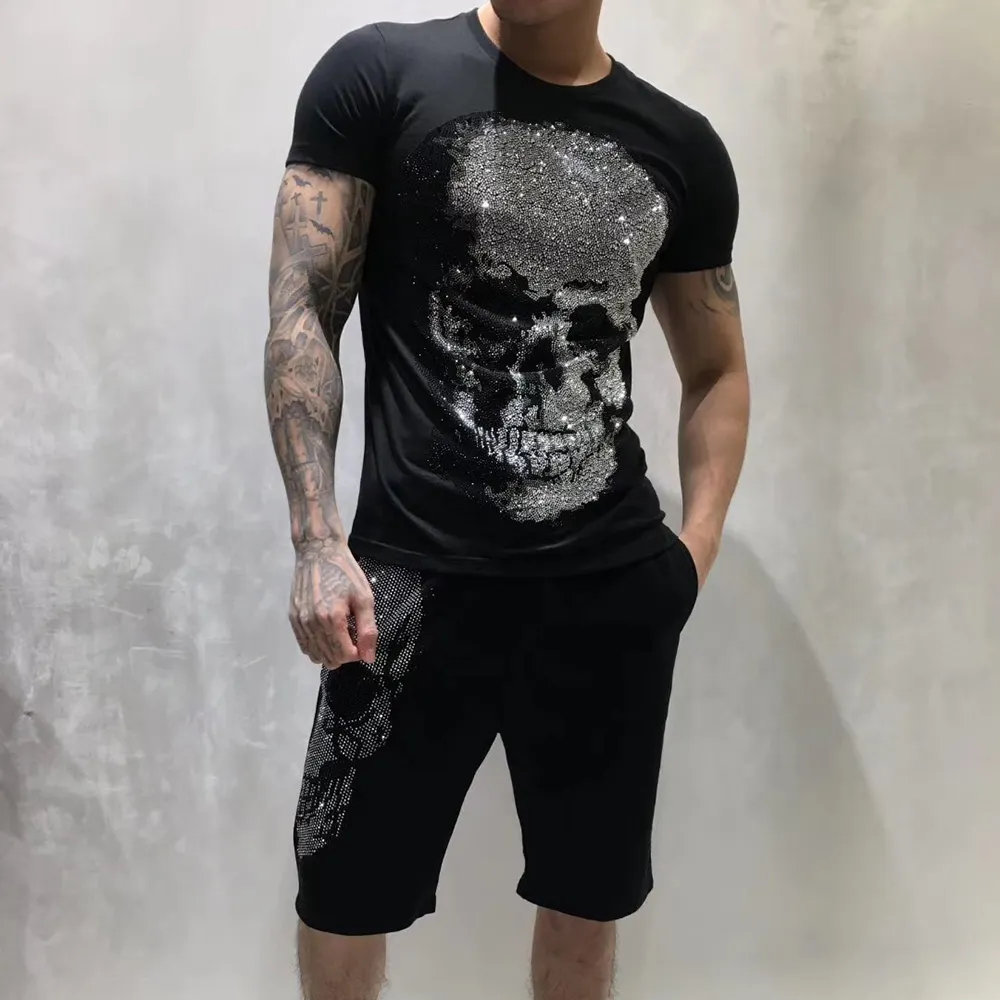 PP Rock Style Verão Homens Designer T Camiseta Diamante Crânio Marca Roupas Moda T Camisetas Mulheres T-shirt Alta Qualidade Hip Hop Tees 201916