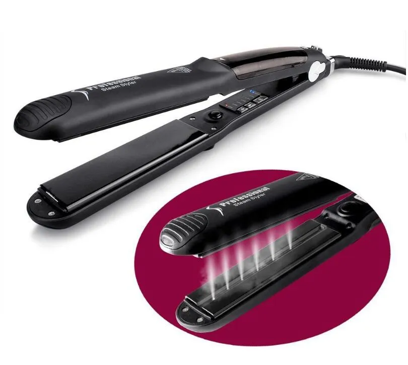 Steam Function Flat Iron Tourmaline Keramisk Damp Professionell Hårrätare Med Argan Oil Infusion Straightening Irons