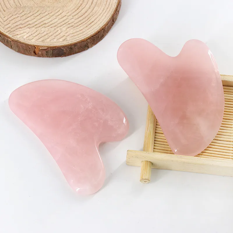 Tamax JD015 Rose Quartz Pink Jade Guasha Board Natural Stone Gua Sha Scraper