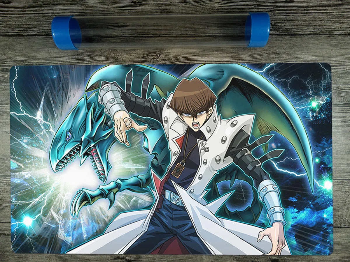 YuGiOh Blue-Eyes White Dragon Seto Kaiba Playmat Custom TCG Mat Free Best Tube