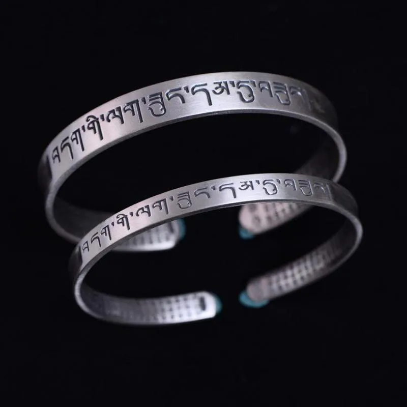 999 Sterling Silver Sanskrit Six Words The Bangles Today For Women Men