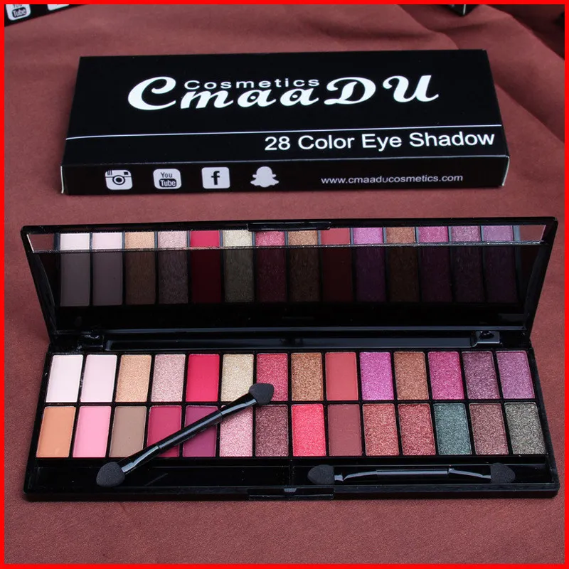 CmaaDU cosmétiques 28 couleurs mat fard à paupières Palette maquillage ombre à paupières paillettes naturel facile à porter imperméable durable ombre fumée