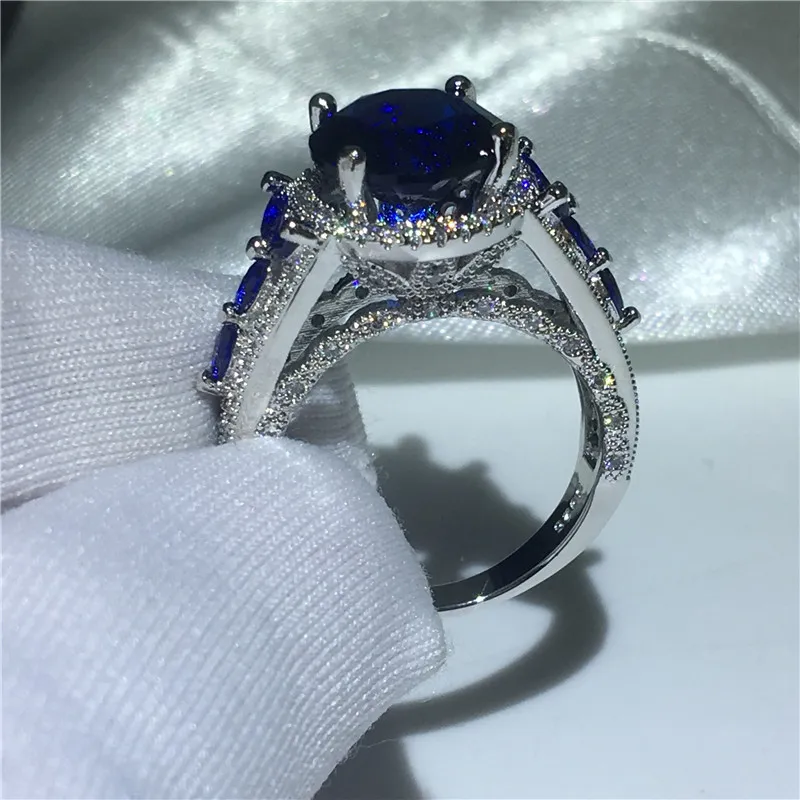 Lady Vecalon Flower Ring Ring Searling Sier Round 5ct Diamond Stone Партия обручальные кольца для женщин для женщин ювелирные изделия S