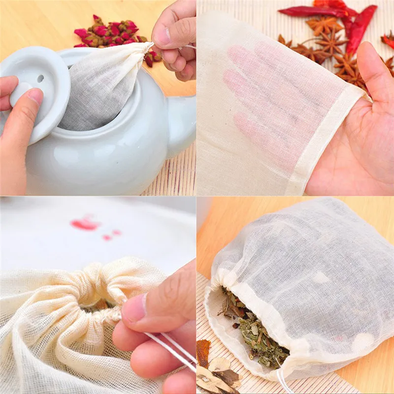 Wholesale 8x10cm Reusable Nut Almond Milk Strainer Bag Tea Coffee juices Filter Cheese Mesh Cloth