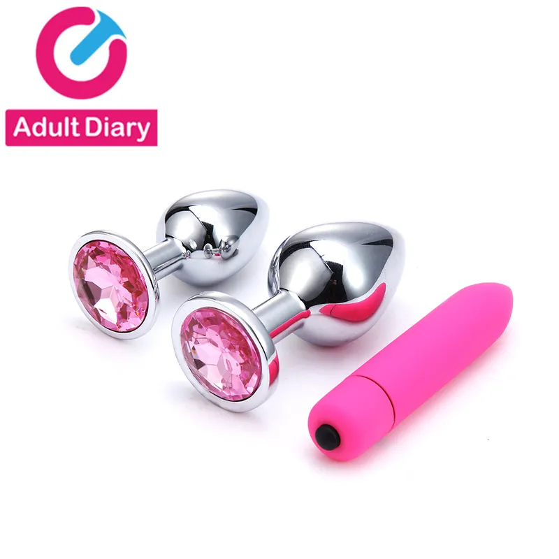 Journal adulte en acier inoxydable Butt Plug Vaginal Bullet Vibromasseur Produits Plug Anal Gode Perles Masseur Érotique Sex Toys pour Femme Y191030