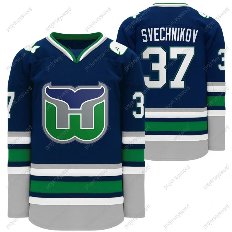 2024 Hartford Whalers Night Hockey Jersey Custom Blue