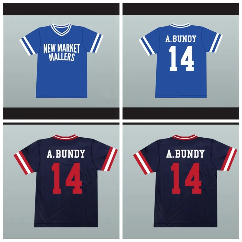 Custom Al Bundy 14 New Market Mallers Navy Blue Baseball Jerseys 이름 및 번호 ED 크기 S-4XL