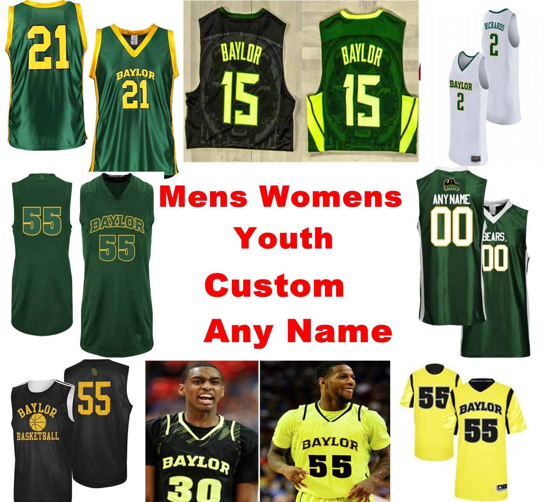 Baylor Bears Jerseys Flo Thamba Jersey Devonte Bandoo Turner Adam Flagler Mark Vital NCCAバスケットボールジャージメンズメンズカスタマイズステッチ