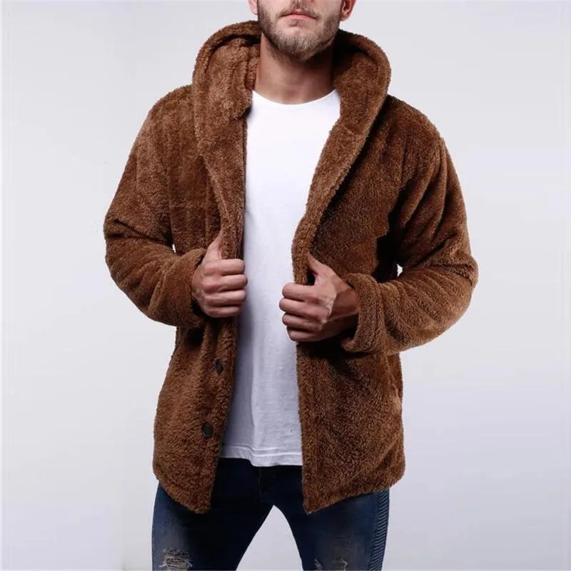 Men's Hoodies & Sweatshirts Winter Sherpa Cardigan Hooded Fluffy Fuzzy Coat Teddy Fleece Hoodie Faux Warm Casual Sweatshirt