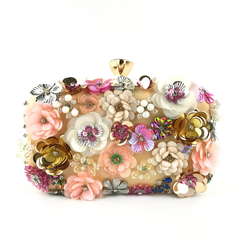 Minaudiere Flower Beaded Jewelry Clutch Torby Fancy Ladie