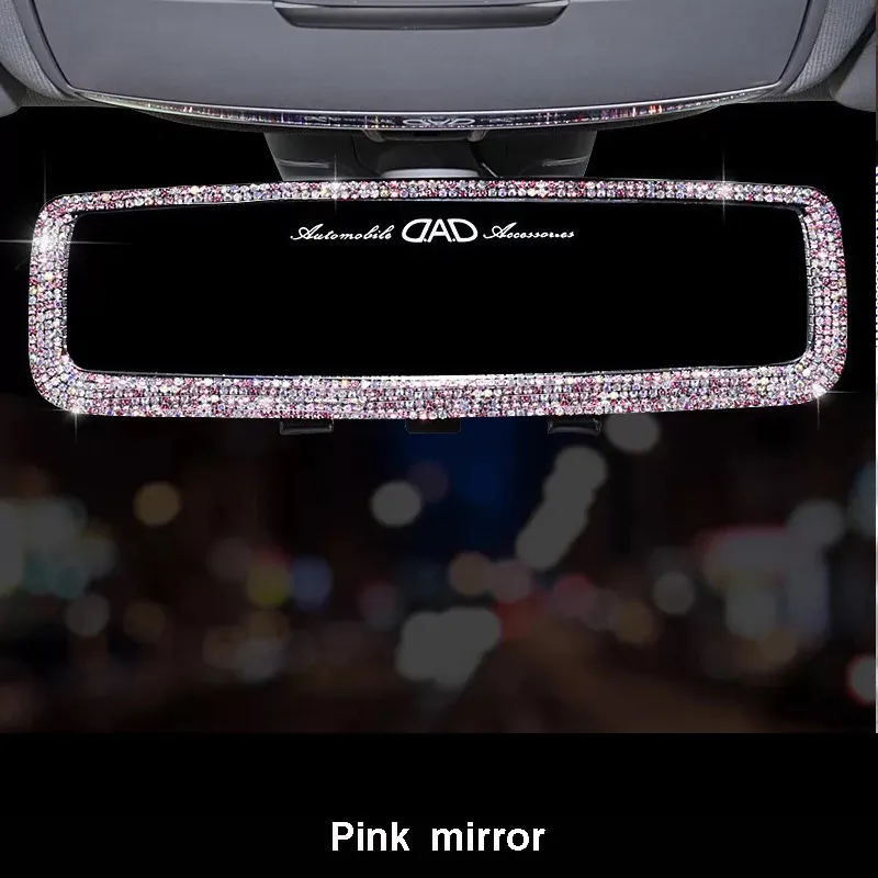 Autres accessoires intérieurs Strass Rétroviseur de voiture Décor Charme Cristal Bling Diamant Ornement Vue arrière Couverture Femmes Auto Ac227e