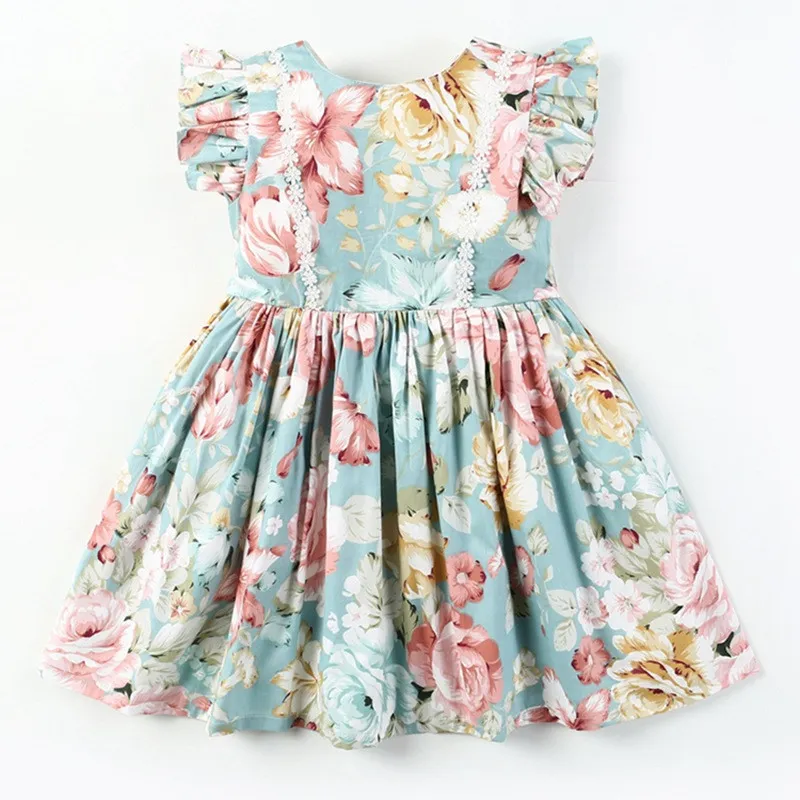 Dream Cradle European and American Shopping Mall Quality ! Banana leaf Print ,Baby Girls Dress ,Children Wear L