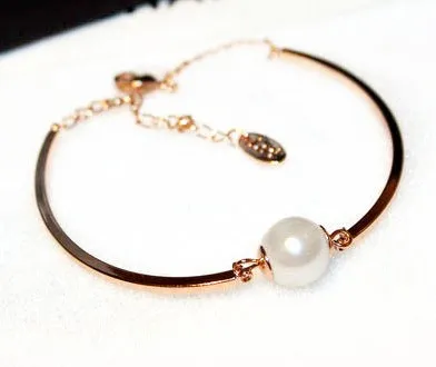 New ins simple elegant pearl link chain fashion luxury designer bracelet for woman girls rose gold silver 20cm adjustable