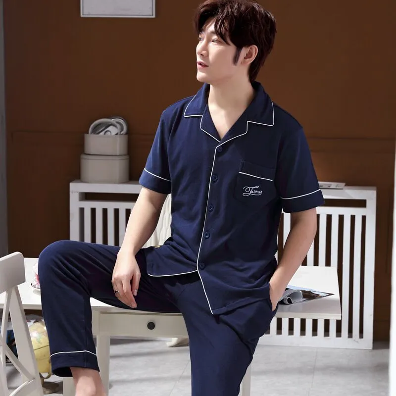 DHgate Mens Cotton Printed Pyjamas Casual Plus Size Lounge Wear Winter Pajamas for Men Apparel