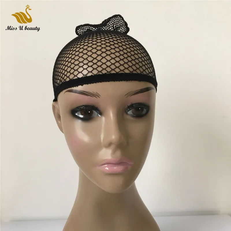 Two Ends Open Fishnet Wig Caps Hair Net Black Blonde Color Weaving Cap for Wearing Wigs Snood Nylon MeshCap