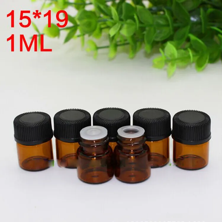 Wholeasle Prijs 2000 Stks 1ml Amber Mini Glasflessen voor Essential Oil Display Injectieflacon Klein Serum Parfum 1 ml Bruine Sample Container via DHL