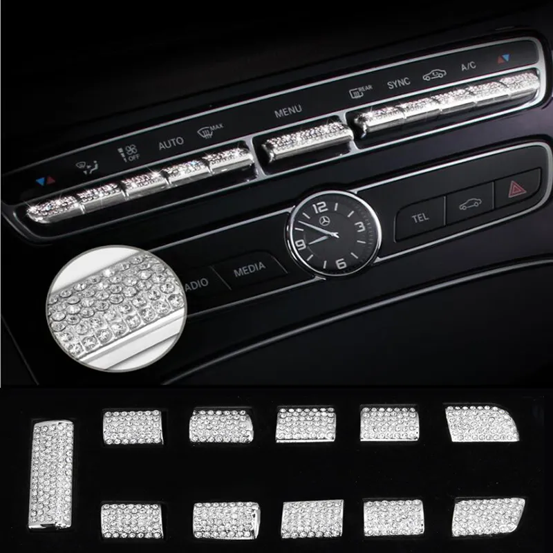 Carro Centro de cobertura botão botão console controle Frisos Acessórios etiqueta para a Mercedes Benz C classe E GLC W205 W213 X253 Car-styling