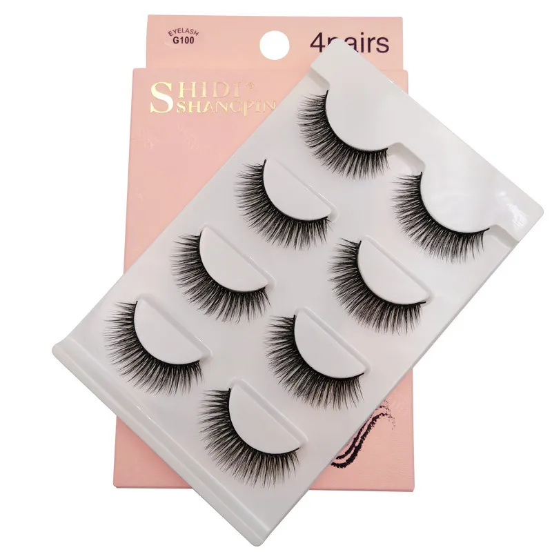 SHIDISHANGPIN 4 pairs mink eyelashes false lashes mink 3d fake eyelash extension make up cilios natural long cruelty free lash