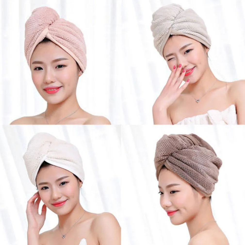 Più nuovo microfibra dopo la doccia Asciugatura dei capelli Wrap Womens Girls Lady's Towel Quick Dry Hair Hat Cap Turban Head Wrap Bathing Tools
