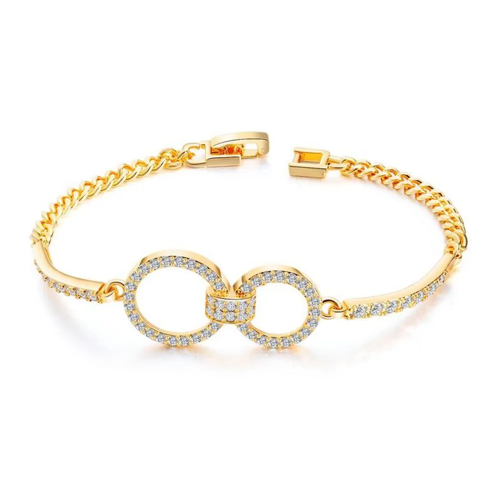 Bracelet Womens incrusté minuscule Zircon 18K Jaune / Blanc Gold Fashion Chaîne de poignet