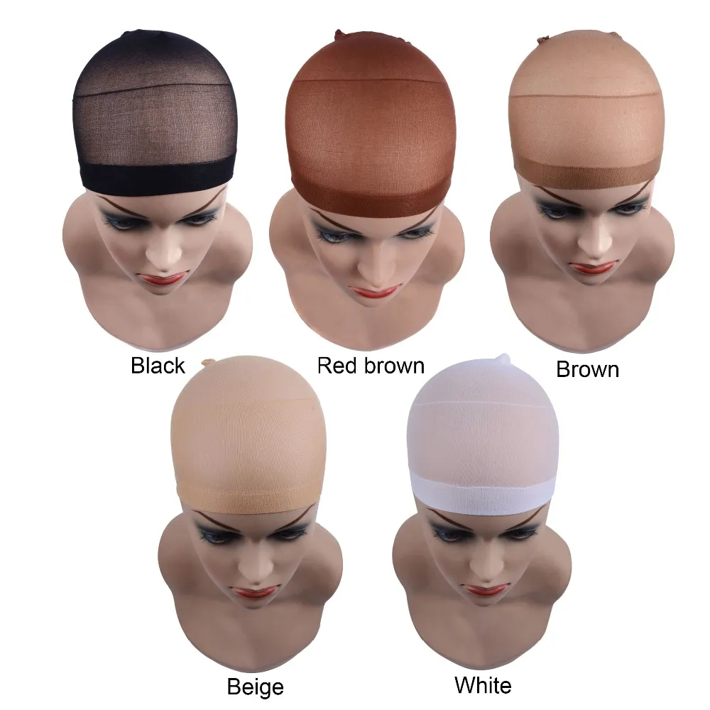 2 Stuks / Pack Pruik Cap Haarnet voor Weave Hairnets Pruik Netten Stretch Mesh Zwart Bruin Beige Pruik Cap voor het maken van pruiken Gratis grootte