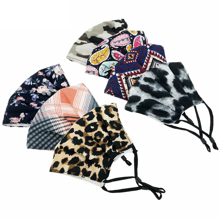 Maschere per il viso unisex Maschera per miscelazione traspirante antipolvere Maschera riutilizzabile lavabile Maschera mimetica leopardata ZZA2139 100 pezzi