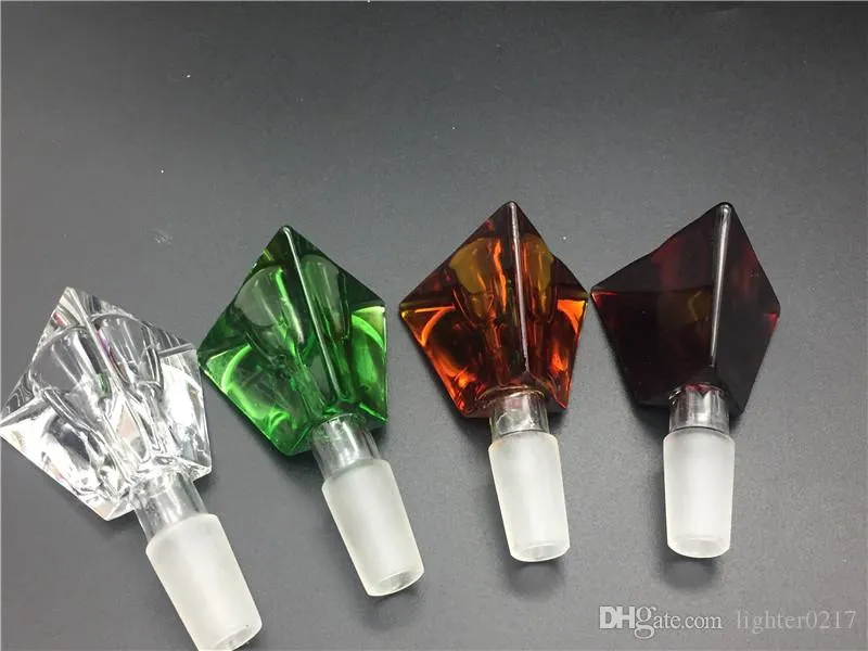 6color colorful 14.4mm 18mm male Triangle 3D Diamond Glass tobaccoi Bowl for Glass tobacco water smoking bongs pipe