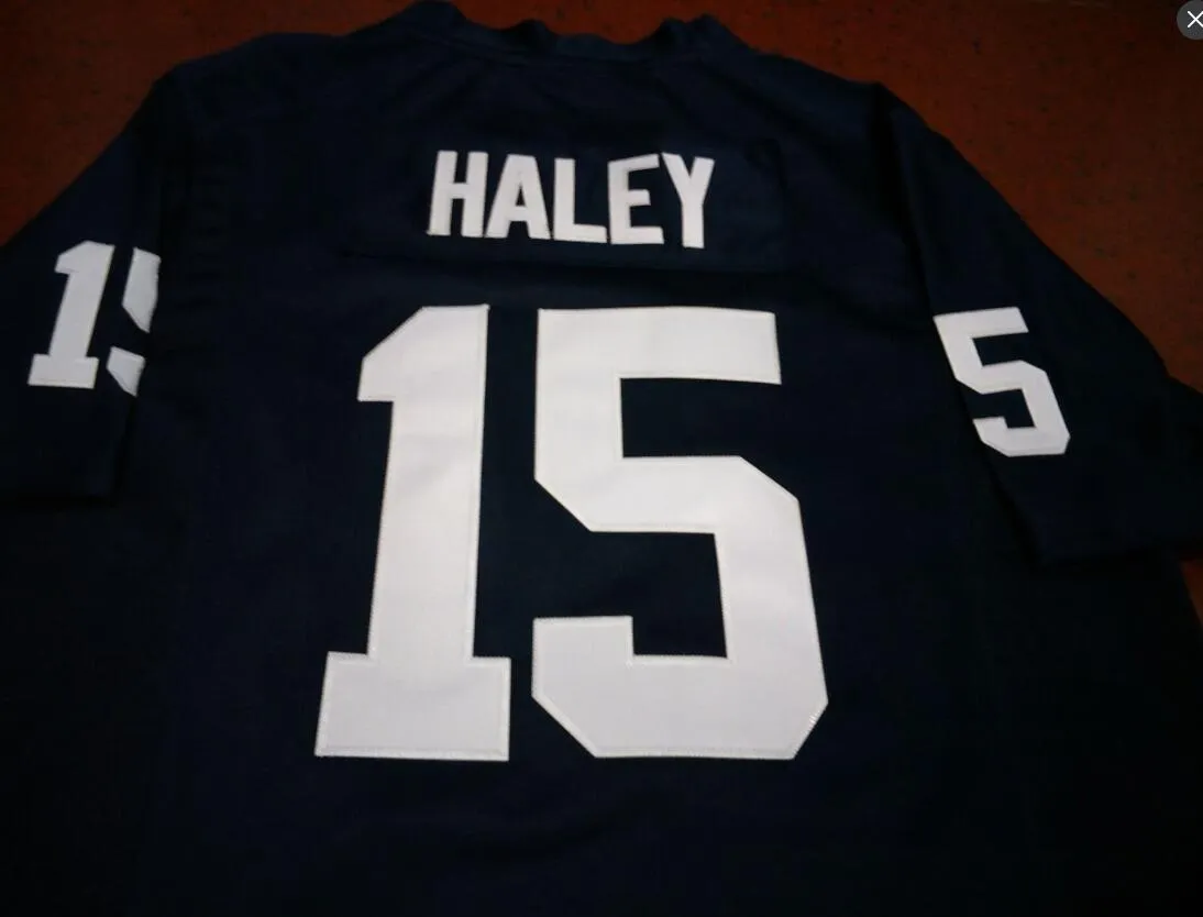 Custom Men Youth Women # 15 White Navy Penn Grant Haley State Nittany Lionss Football Jersey taille s-4XL ou personnalisé n'importe quel nom ou numéro de maillot