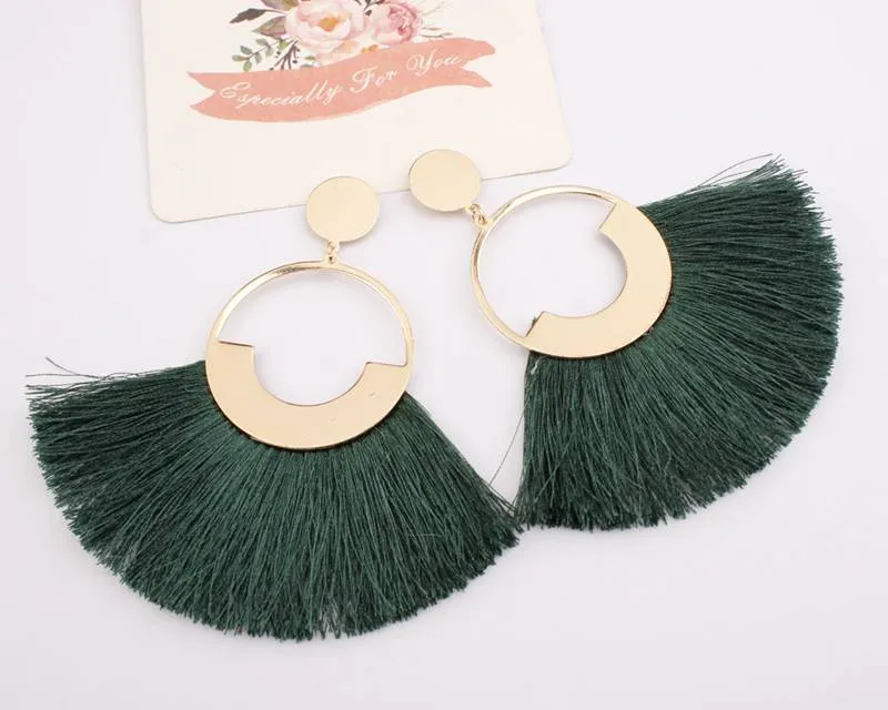 Bohemian fashion tassel earrings female national pendant long rope girl ladies fashion Posey jewelry birthday Easter