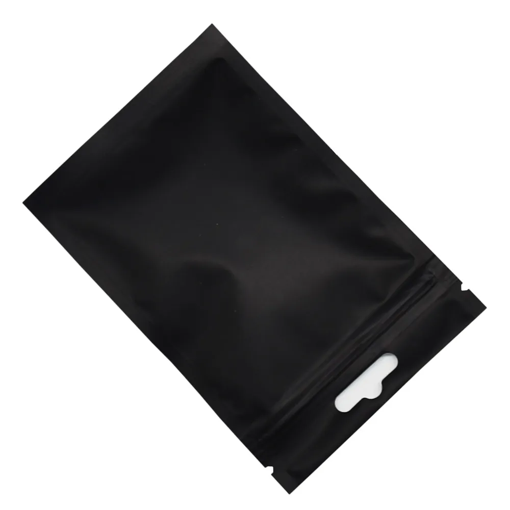 Sac d'emballage en plastique transparent Mylar noir mat, 8, 5, 13cm, sac d'emballage en aluminium thermoscellable, sac d'emballage supérieur à fermeture éclair, 100 pièces, lot221D