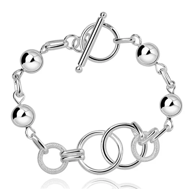 Circular geometric bolt Bracelet sterling silver plated bracelet ; Brand new fashion men and women 925 silver bracelet SPB351