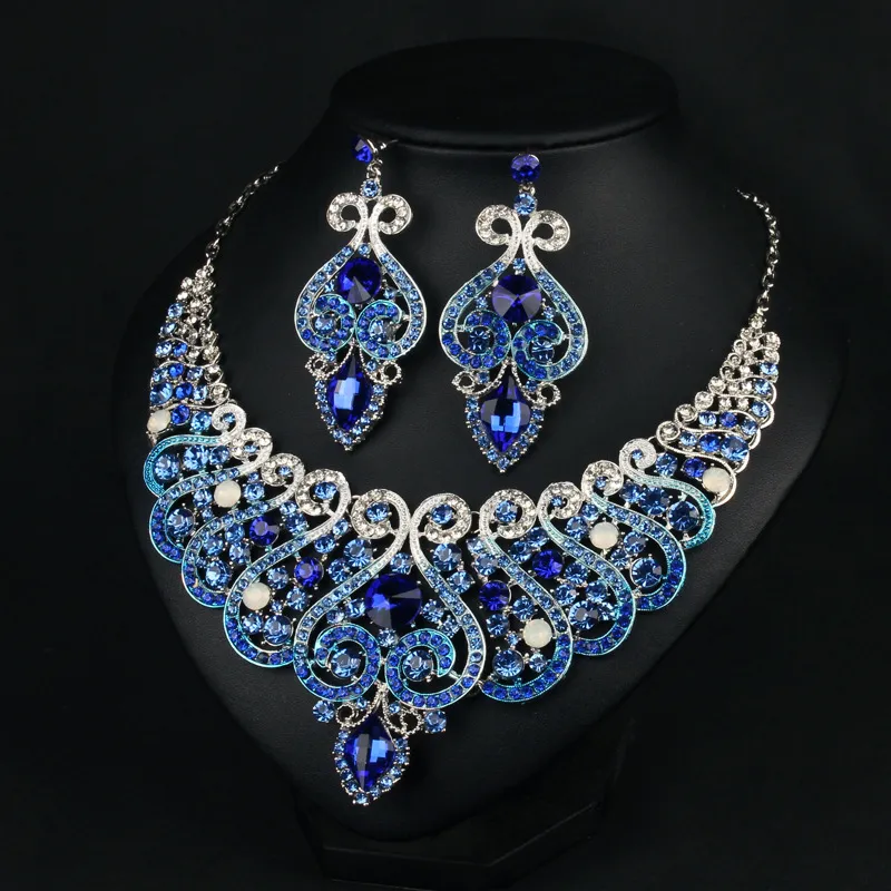 Silver 925 Women Bridal Jewelry Sets Blue Zirconia Costume Fine Jewellery  Wedding Necklace Earrings Rings Pendant Set - AliExpress