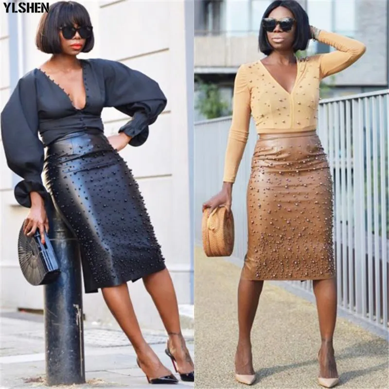 Seksi Afrika Etek Dashiki Kadınlar Için Afrika Elbiseler 2019 Yeni Moda Büyük Streç PU Deri Boncuk Afrika Elbise Giysileri Artı Boyutu