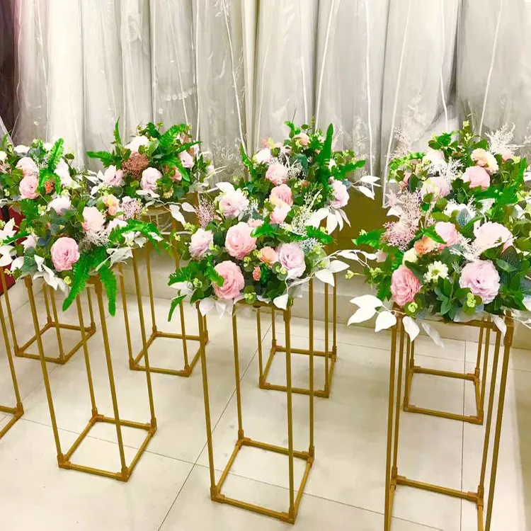 Nieuwe stijl goud metalen ijzeren bloem stand kaarshouder voor bruiloft decoratie bloemenregeling Floristische tafel middelpunt decor senyu0162