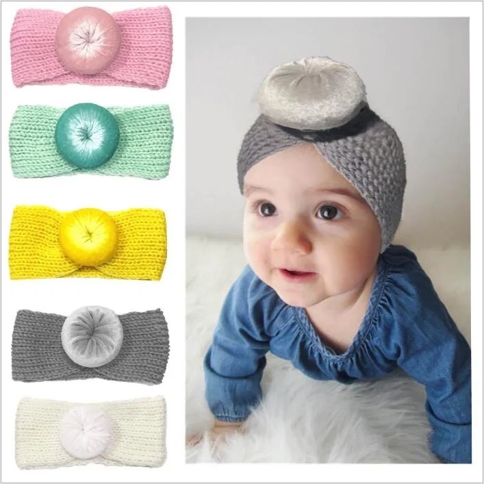Baby Headbands Girls Dzianiny Crochet Hairband Klejnoty Elastyczne Turban Ins Hairband Cute Head Wrap Headdress Akcesoria do włosów Opaski BYP4292