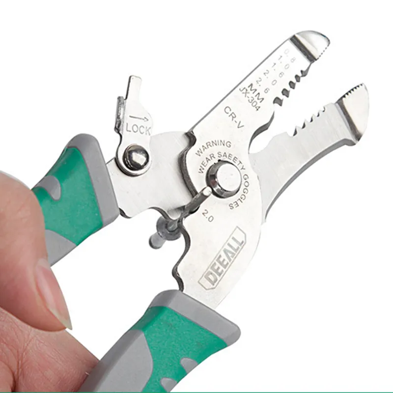 Pince Multifonction Électricien - Dénudeur, Coupe-Câble, Sertisseur - Acier Résistant, Poignée Antidérapante, Vert