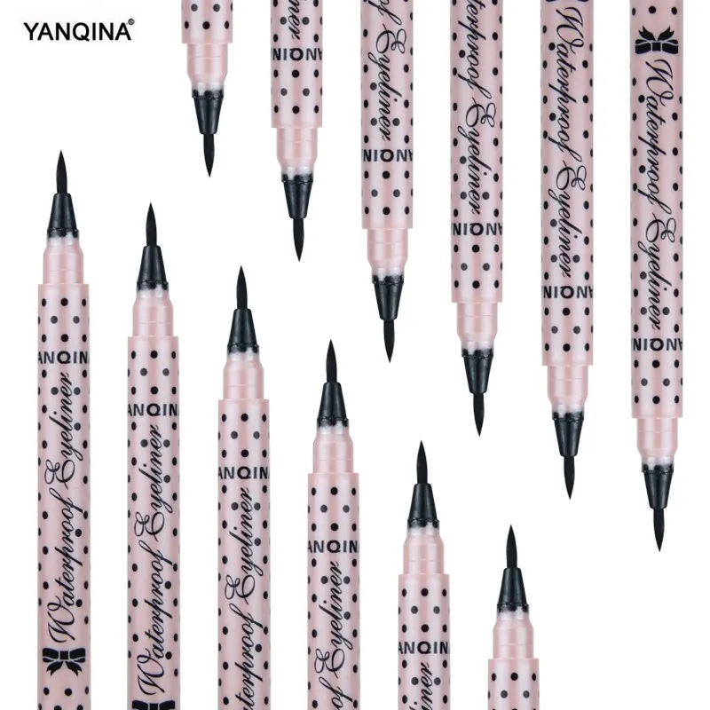 NOUVEAU YANQINA 36H Crayon Eyeliner De Maquillage Imperméable Noir Maquillage Eyeliner Stylo Sans Floraison Précision Liquide Eye Liner 12pcs / set drop ship