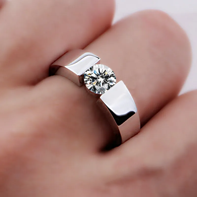 925 Silver CZ SONA Cheap Diamond Rings Engagement Ring Set