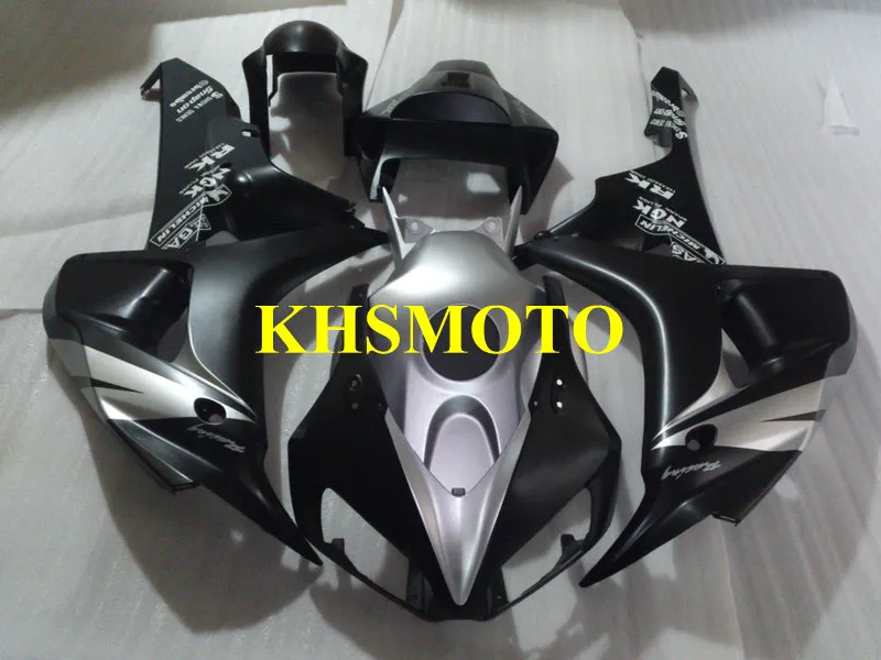 カスタムオートバイフェアリングキットホンダCBR1000RR 06 07 CBR 1000RR 2006 2007 CBR1000 ABSシルバーマットブラックフェアリングセット+ギフトHH47