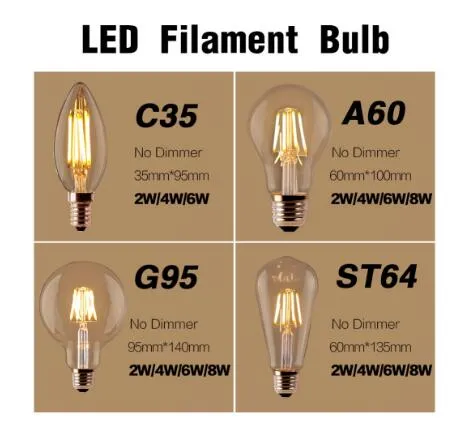 Ampoule LED E27 Blanc Chaud,6 Ampoules LED Edison 6W ST64 E27 Lampe  Décorative - Filament LED pour Maison Restaurant Café Bar