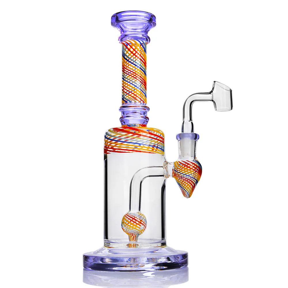 Roxo Verde Dab Rig Bong Tubulação de Água Espessa 14mm Prego Arenga Arquivos de Hookahs Tubos Straight Bubbler para fumar Recycler Dabs