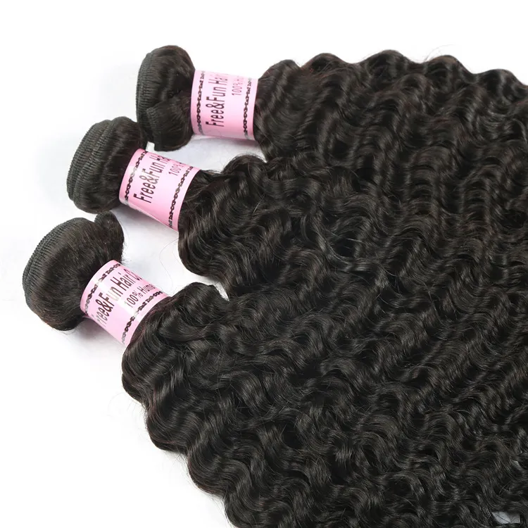 Brasileño ola profunda Virgin Human Hair Bundles sin procesar extensiones de agua del cuerpo indio.