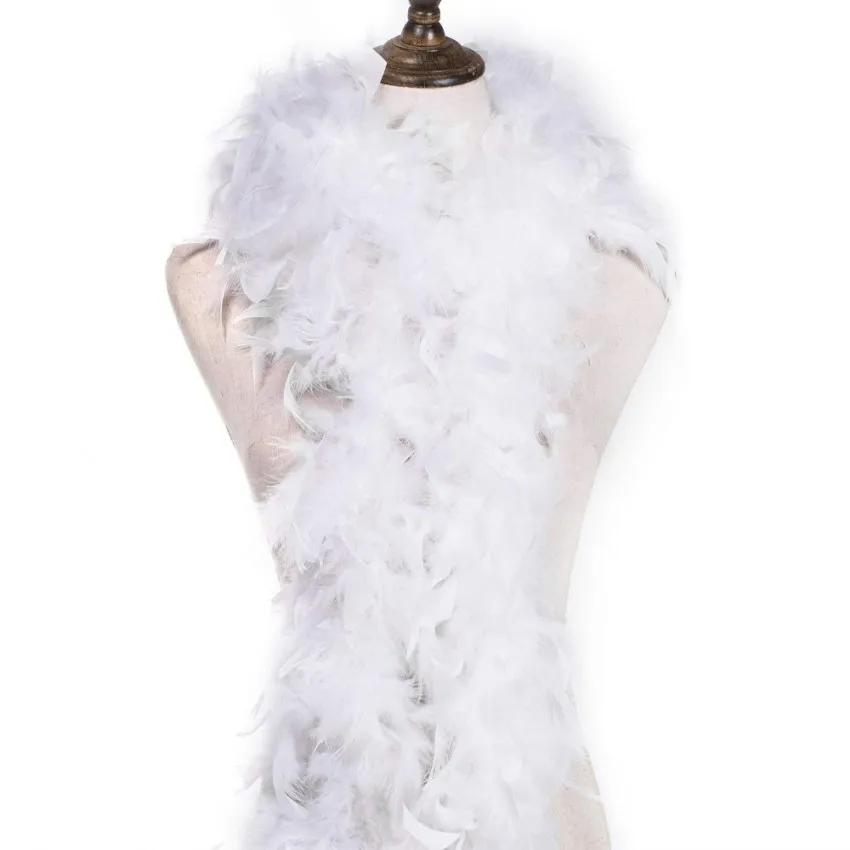 2 Yard Fluffy White Turkeyfeather Boa حوالي 40 جرامًا ملحقات ملابس الدجاج زي ريشة/ شو/ الريش لحفلات الحرف اليدوية