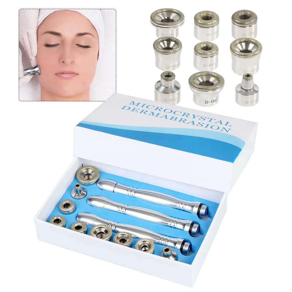 Embouts de rechange pour diamant dermabrasion microdermabrasion peau peeling 9 unités 3 baguettes pour baguettes en acier inoxydable machine de dermabrasion faciale