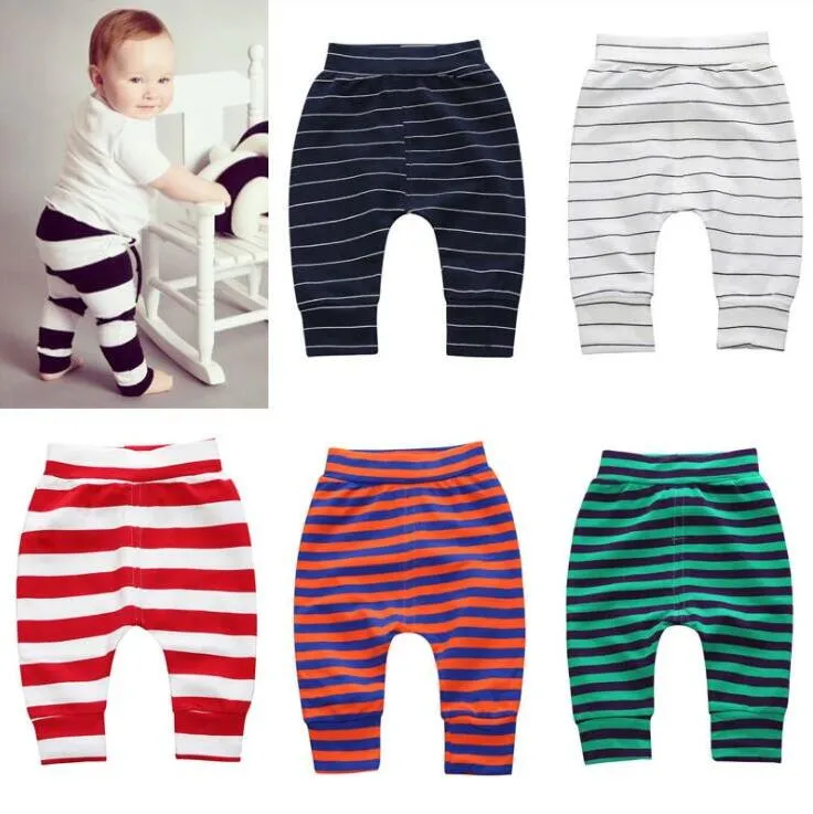 Babykleding kinderen gestreepte broek baby anti-mug split broek jongens meisjes katoen pp broek elastische zachte nacht pyjama legging AYP484