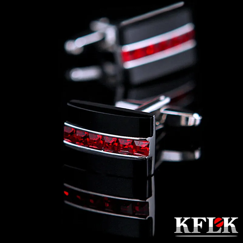 KFLK Jewelry fashion shirt cufflink for mens gift Brand cuff button Red Crystal cuff link High Quality abotoaduras Free Shipping