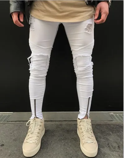 White biker jeans with zippers new arrivals