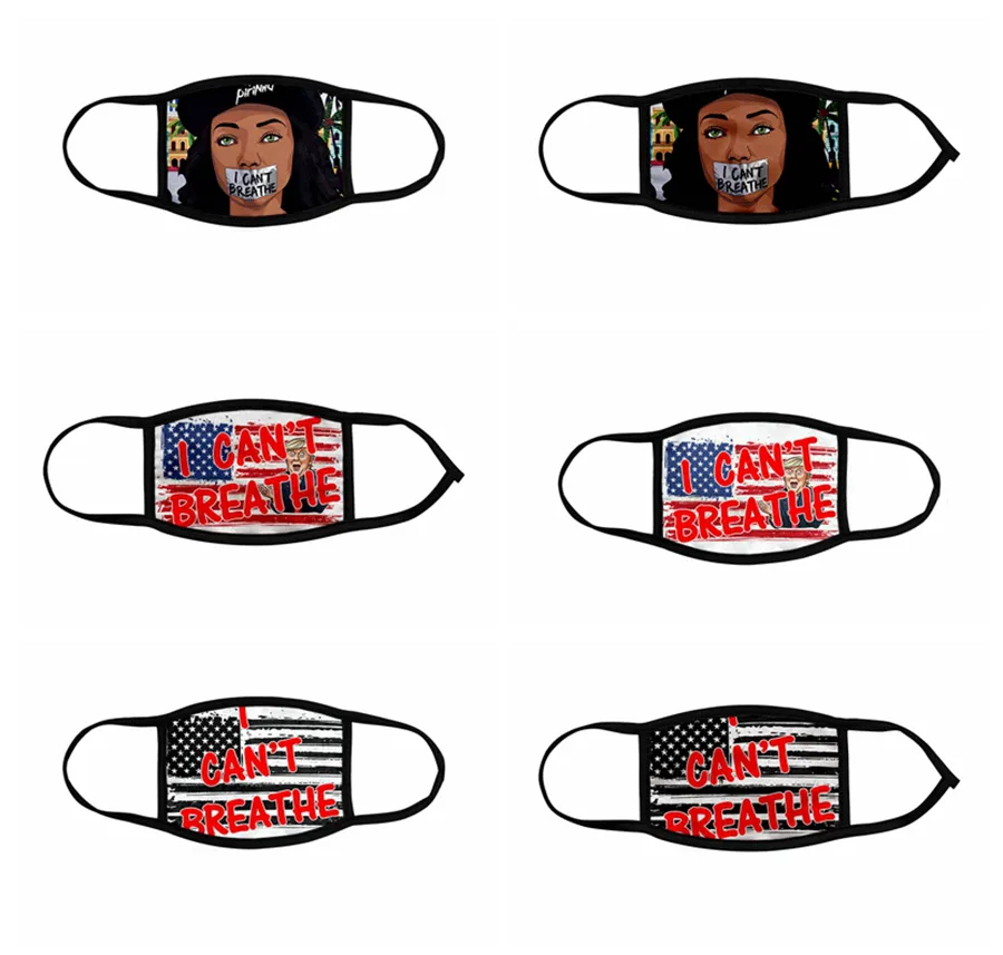 NON POSSO RESPIRARE Maschere Black Lives Matter Maschera per il viso George Floyd Maschere per bambini per adulti Lavabile Riutilizzabile Trump USA Flag Face Designer Mask RRA3143