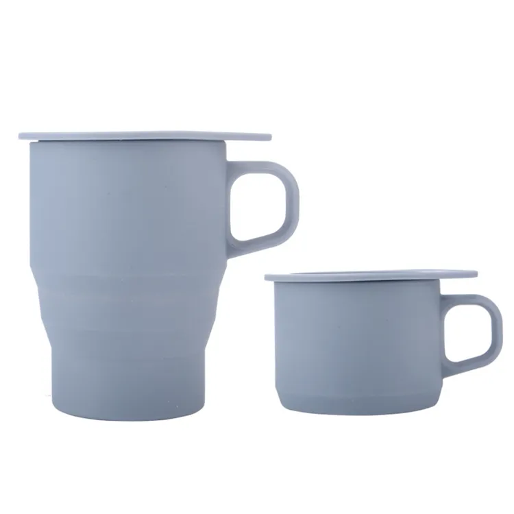 Taza de agua de silicona plegable portátil, 10.8 fl oz, resistente al  calor, taza plegable con tapa, vasos plegables de viaje, taza de café con  tapa