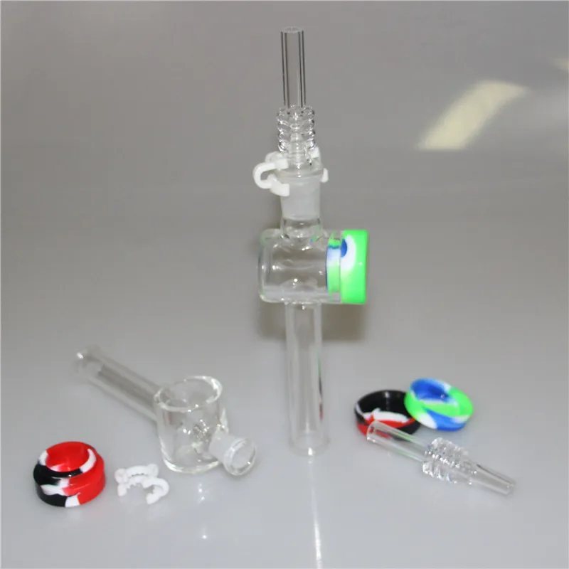 Kit de narguilés de tuyaux de brûleur à mazout en verre avec récupérateur de récipient en silicone 10mm 14mm clou de quartz mâle pour fumer des bangs